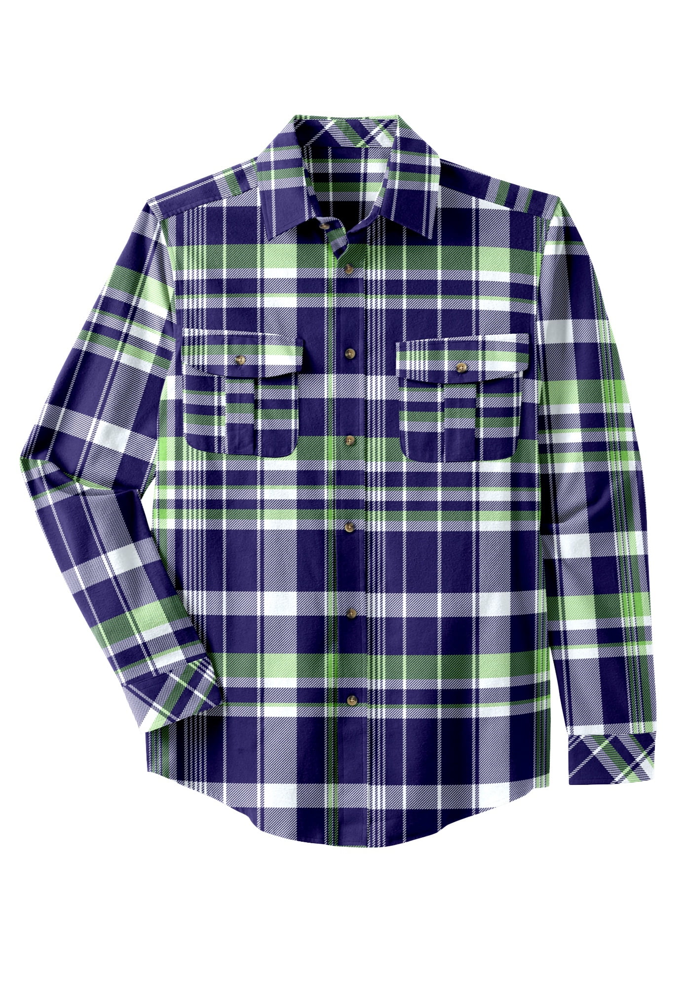 Men's Plush Flannel Plaid Western Shirt In Green & Turquoise