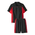 thumbnail image 1 of KingSize Men's Big & Tall Quarter Zip Short Sleeve Colorblock Tracksuit, 1 of 2