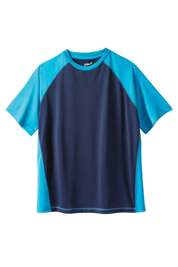 Men's Big & Tall Cling-Free Raglan Short Sleeve Swim Shirt