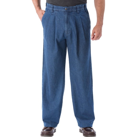 KingSize Men's Big & Tall Relaxed Fit Comfort Waist Pleat-Front Expandable Jeans