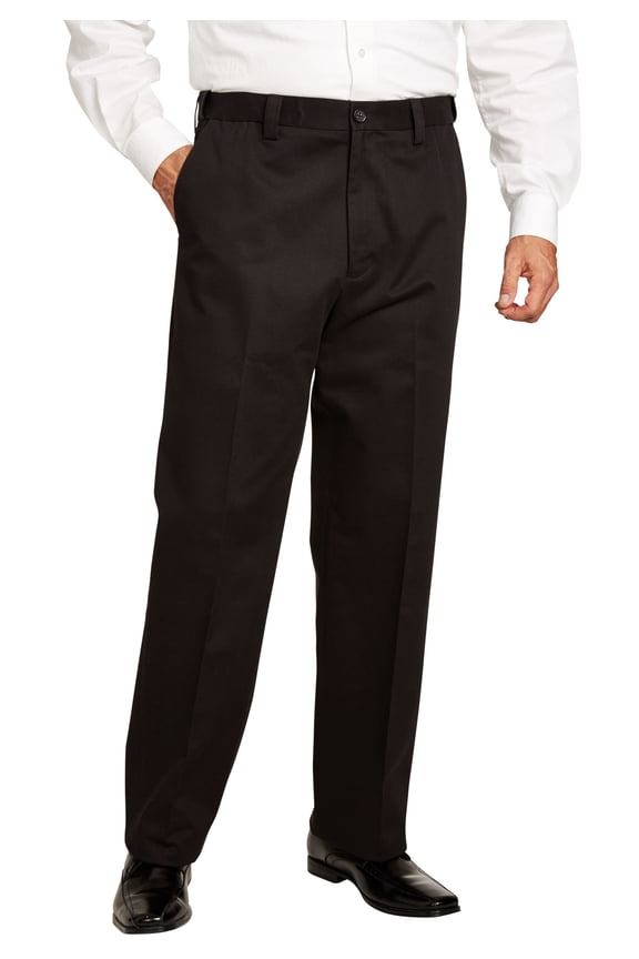 Men's Big & Tall Relaxed Fit Wrinkle-Free Expandable Waist Plain Front Pants