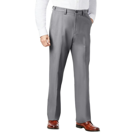 KingSize Men's Big & Tall Relaxed Fit Wrinkle-Free Expandable Waist Plain Front Pants