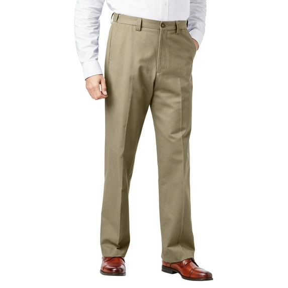 KingSize Men's Big & Tall Relaxed Fit Wrinkle-Free Expandable Waist Plain Front Pants