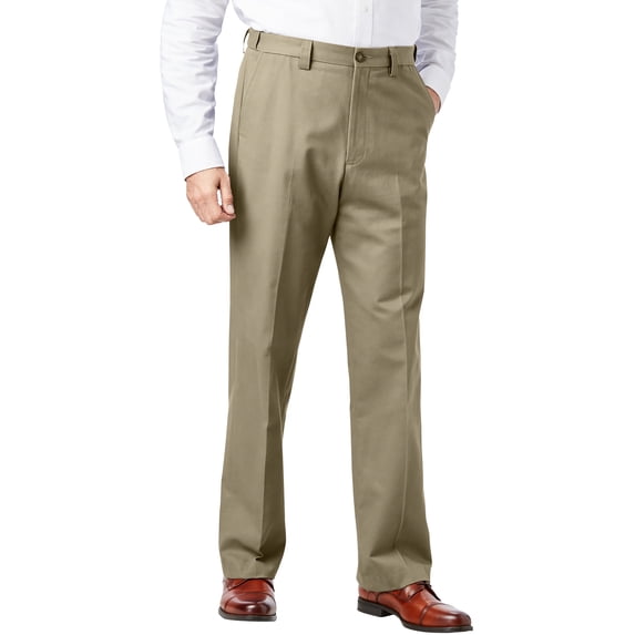 KingSize Men's Big & Tall Relaxed Fit Wrinkle-Free Expandable Waist Plain Front Pants