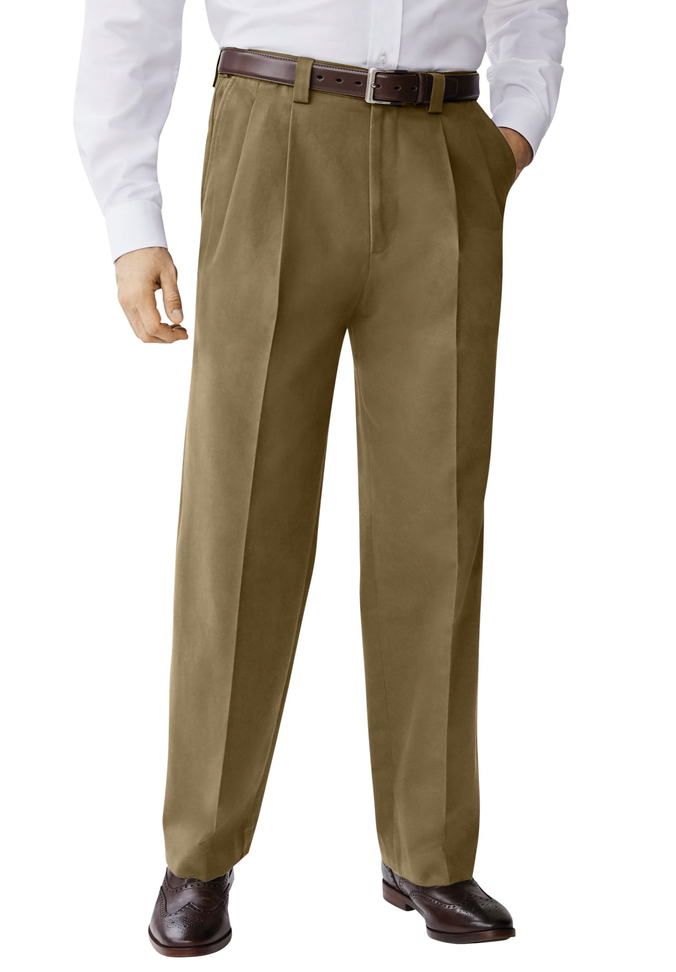 KingSize Men s Big Tall Relaxed Fit Wrinkle Free Expandable Waist Pleated Pants Walmart