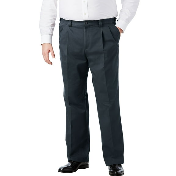 KingSize Men's Big & Tall Relaxed Fit Wrinkle-Free Expandable Waist Pleated Pants