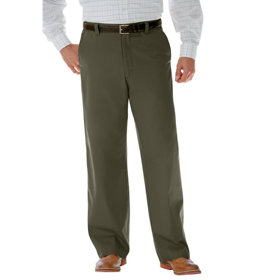 KingSize Men's Big & Tall Relaxed Fit Wrinkle-Free Full Elastic Plain Front Pants