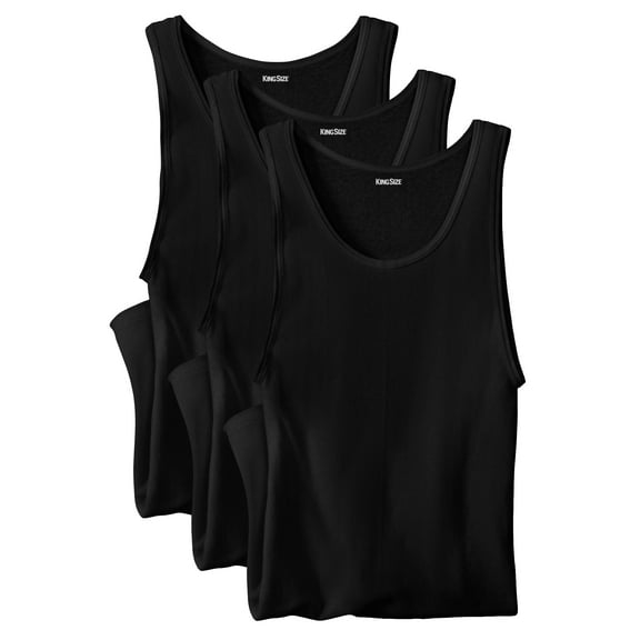 KingSize Men's Big & Tall Ribbed Cotton Tank Undershirt 3-Pack