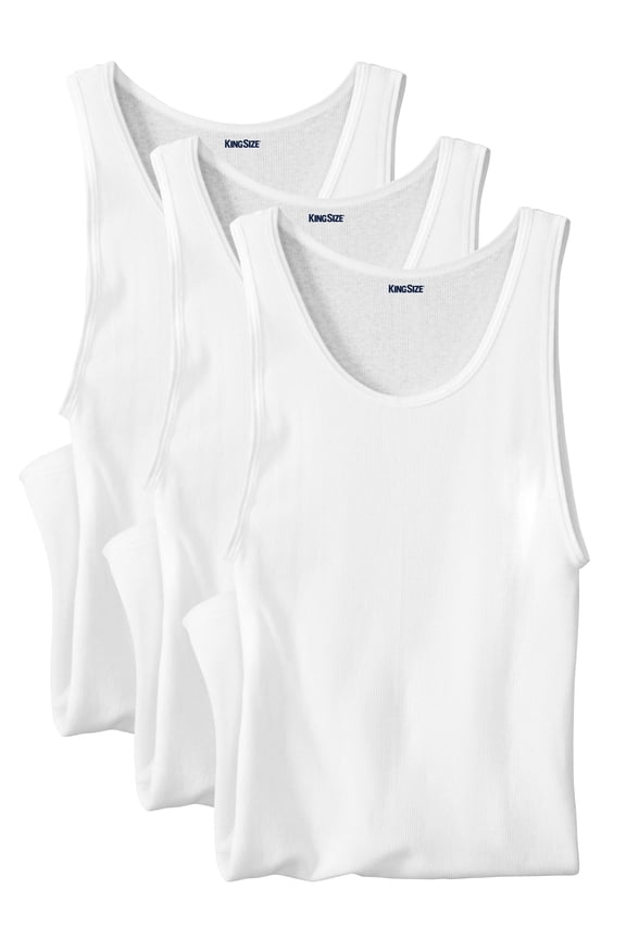 Men's Big & Tall Ribbed Cotton Tank Undershirt 3-Pack