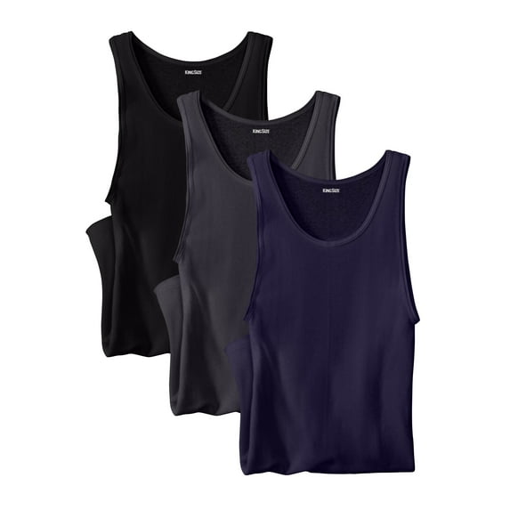 KingSize Men's Big & Tall Ribbed Cotton Tank Undershirt 3-Pack