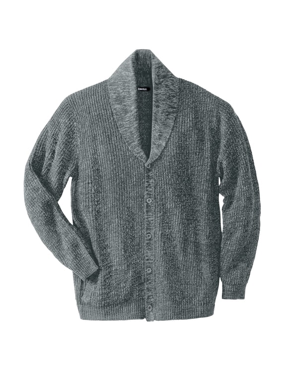 Men's Big & Tall Shaker Knit Shawl-Collar Cardigan Sweater