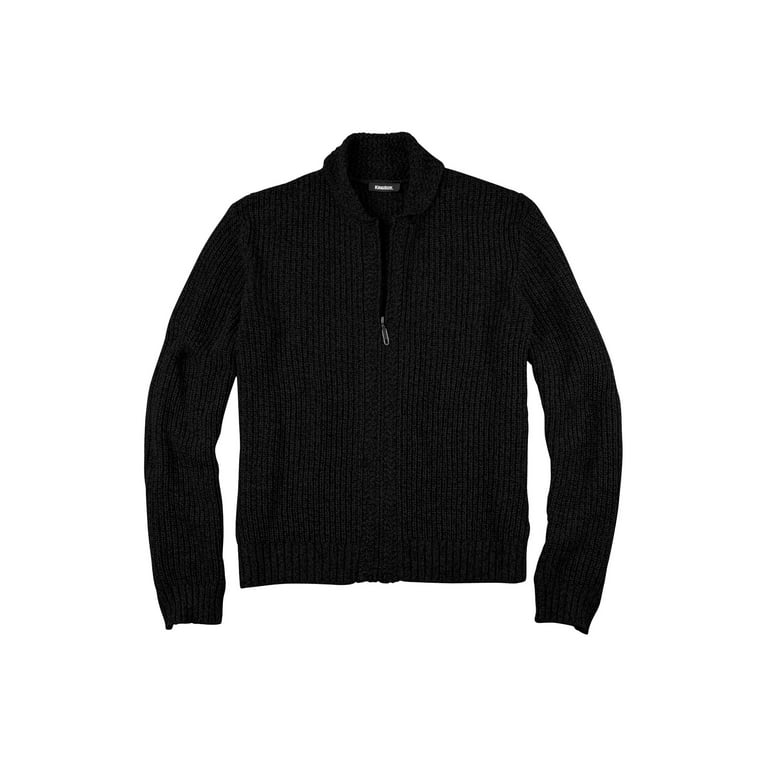 Boulder Creek Mens Size 2XL Big & Tall Black Cable Knit Jacket hot Sweater