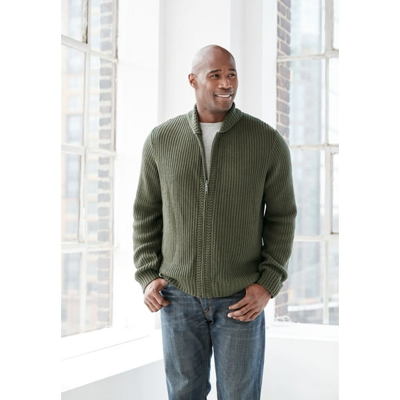 KingSize Men's Big & Tall Shaker Knit Zip-Front Cardigan