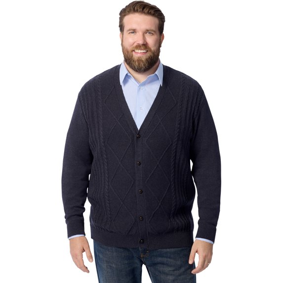 KingSize Men's Big & Tall Shoreman’S Cardigan Cable Knit Sweater