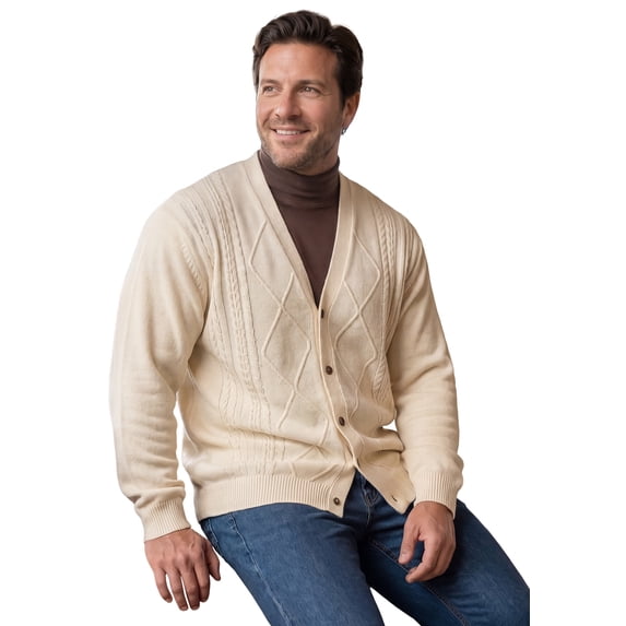 KingSize Men's Big & Tall Shoreman’S Cardigan Cable Knit Sweater