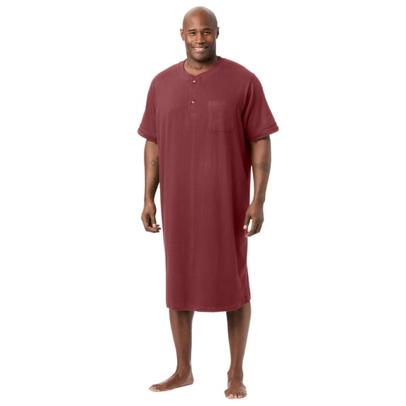 KingSize Men's Big & Tall Short-Sleeve Jersey Henley Nightshirt