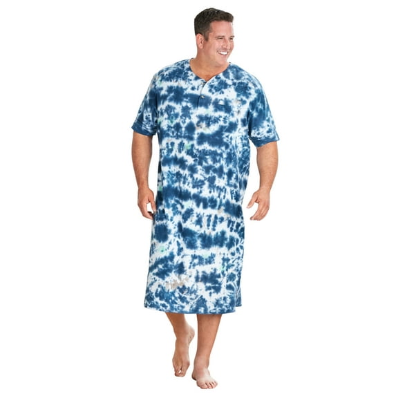 KingSize Men's Big & Tall Short-Sleeve Jersey Henley Nightshirt