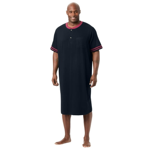 KingSize Men's Big & Tall Short-Sleeve Jersey Henley Nightshirt