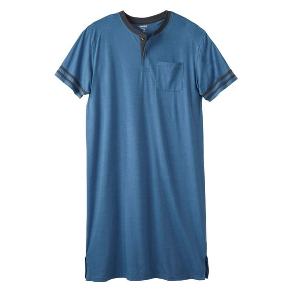KingSize Men's Big & Tall Short-Sleeve Jersey Henley Nightshirt