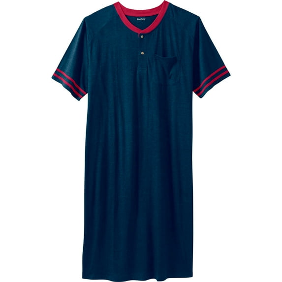 KingSize Men's Big & Tall Short-Sleeve Jersey Henley Nightshirt