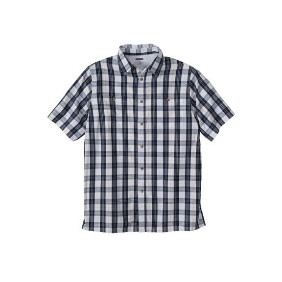 KingSize Men's Big & Tall Plaid Wrinkle-Resistant Short Sleeve Button Down