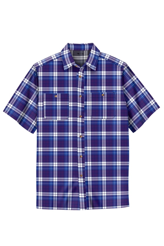 Men's Big & Tall Plaid Wrinkle-Resistant Short Sleeve Button Down