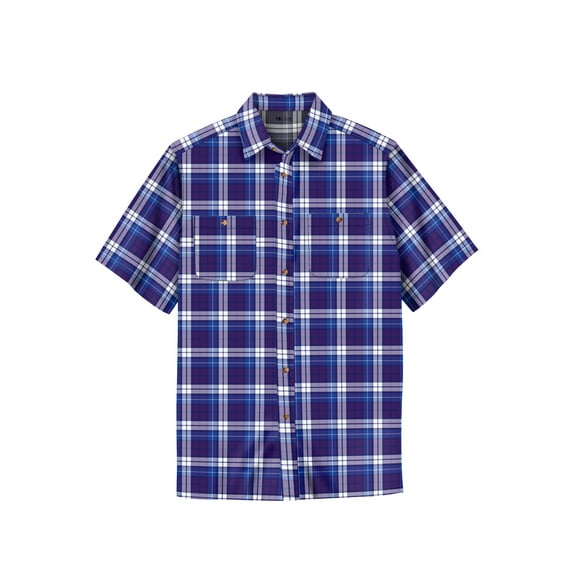 KingSize Men's Big & Tall Plaid Wrinkle-Resistant Short Sleeve Button Down