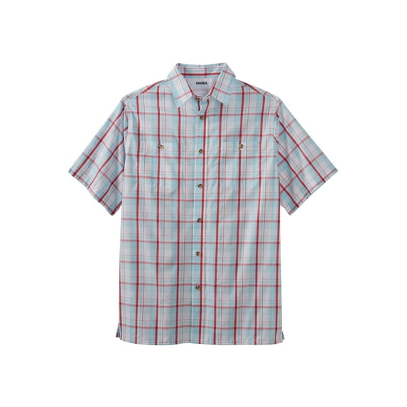 KingSize Men's Big & Tall Plaid Wrinkle-Resistant Short Sleeve Button Down