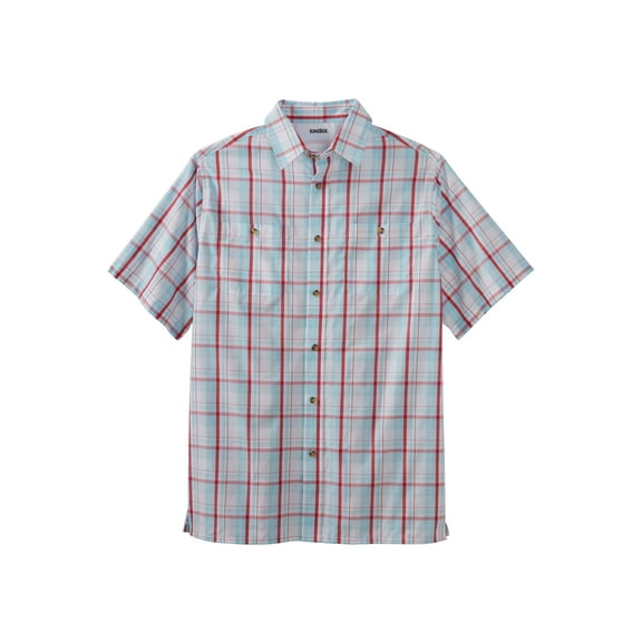 KingSize Men's Big & Tall Plaid Wrinkle-Resistant Short Sleeve Button Down