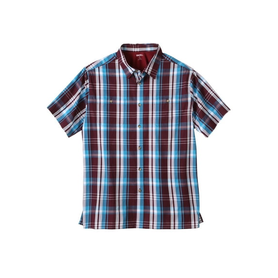 KingSize Men's Big & Tall Plaid Wrinkle-Resistant Short Sleeve Button Down
