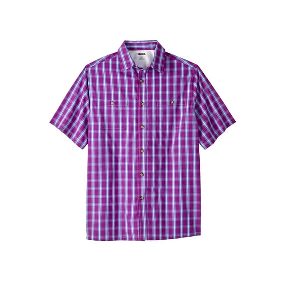 KingSize Men's Big & Tall Plaid Wrinkle-Resistant Short Sleeve Button Down