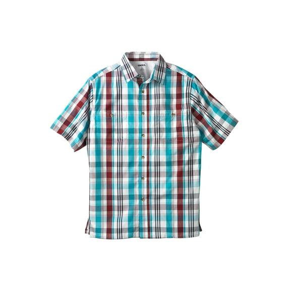 KingSize Men's Big & Tall Plaid Wrinkle-Resistant Short Sleeve Button Down