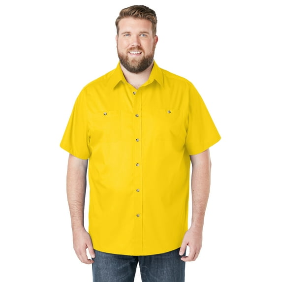 KingSize Men's Big & Tall Solid Wrinkle-Resistant Short Sleeve Button Down
