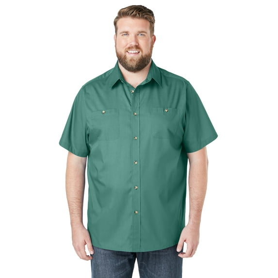 KingSize Men's Big & Tall Solid Wrinkle-Resistant Short Sleeve Button Down