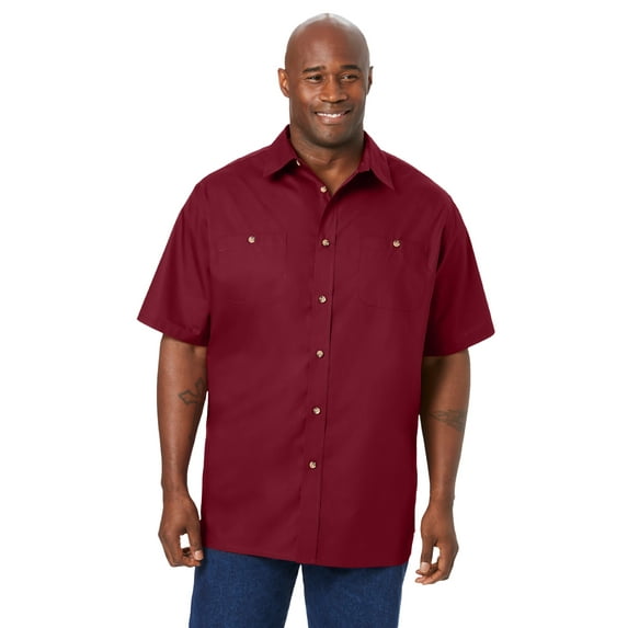 KingSize Men's Big & Tall Solid Wrinkle-Resistant Short Sleeve Button Down