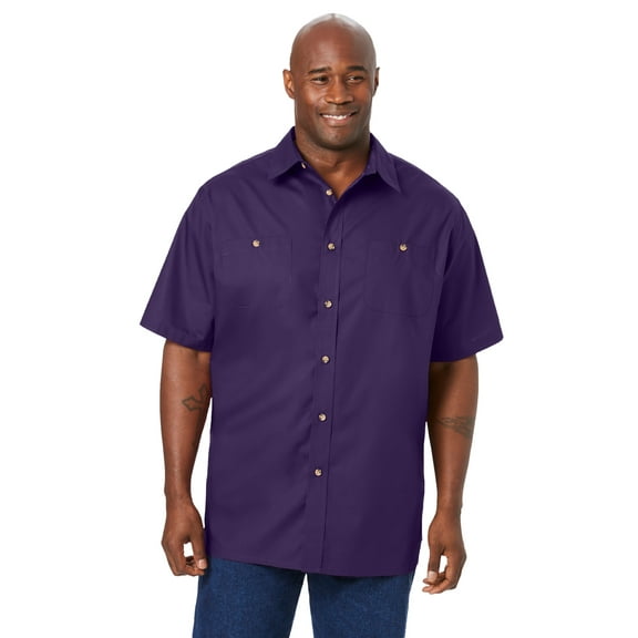 KingSize Men's Big & Tall Solid Wrinkle-Resistant Short Sleeve Button Down