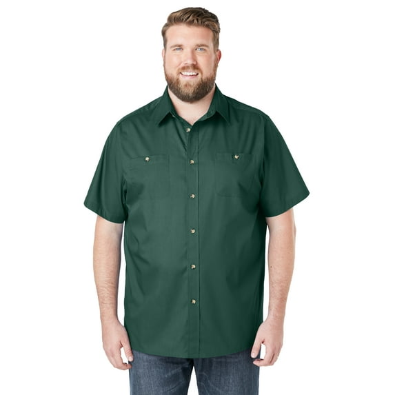 KingSize Men's Big & Tall Solid Wrinkle-Resistant Short Sleeve Button Down