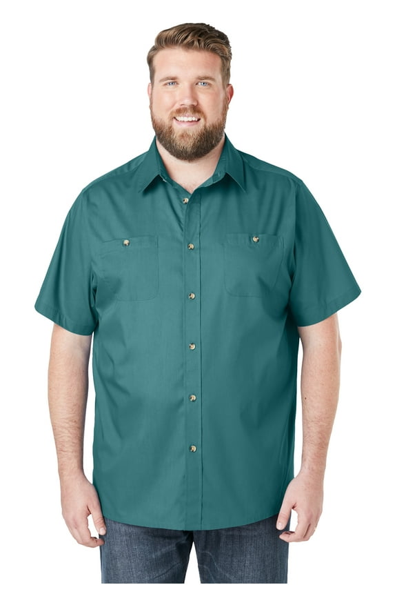 Men's Big & Tall Solid Wrinkle-Resistant Short Sleeve Button Down