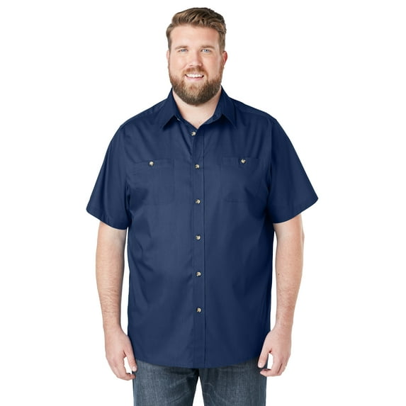 KingSize Men's Big & Tall Solid Wrinkle-Resistant Short Sleeve Button Down