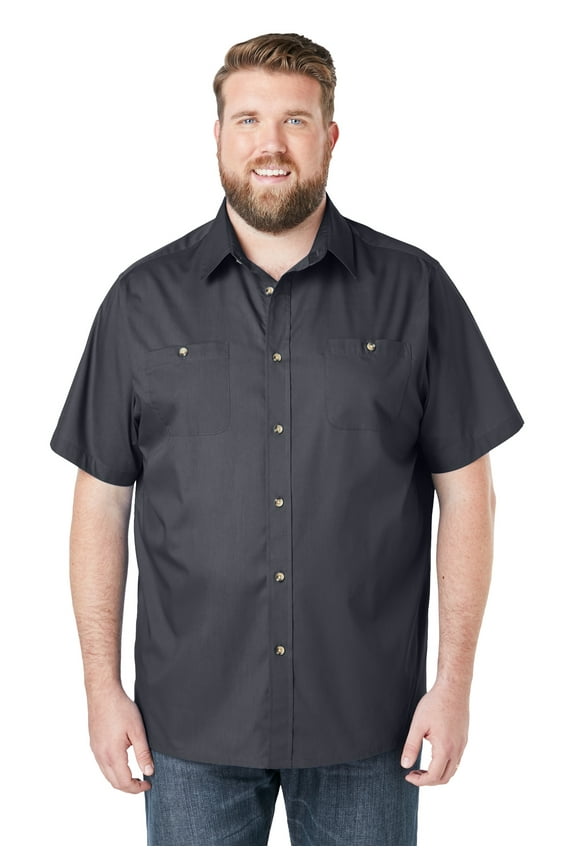 Men's Big & Tall Solid Wrinkle-Resistant Short Sleeve Button Down