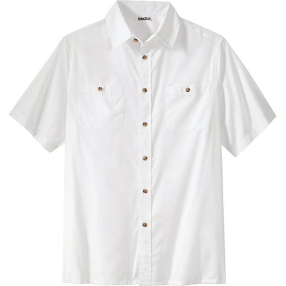 KingSize Men's Big & Tall Solid Wrinkle-Resistant Short Sleeve Button Down