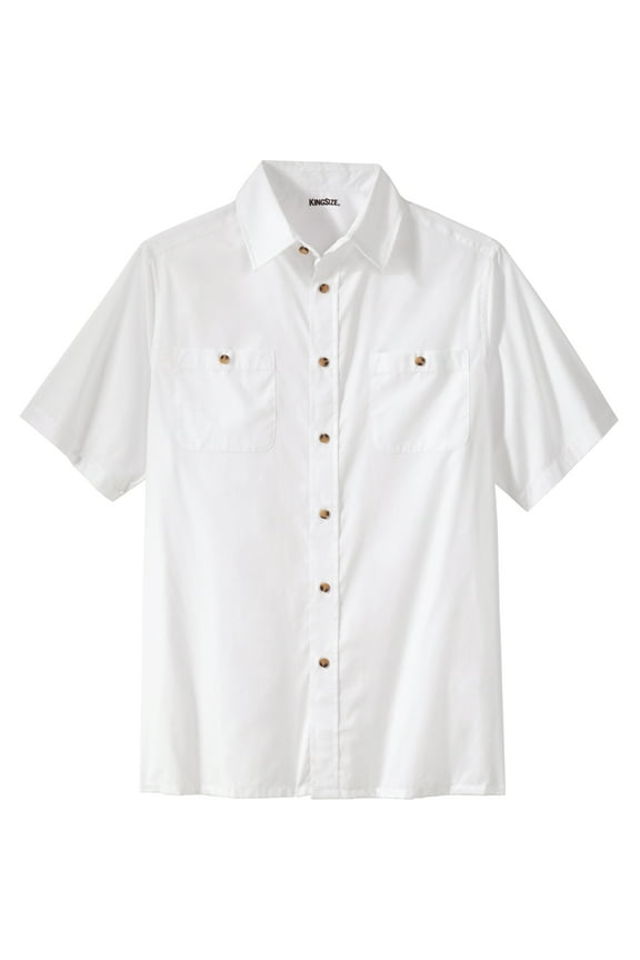 Men's Big & Tall Solid Wrinkle-Resistant Short Sleeve Button Down