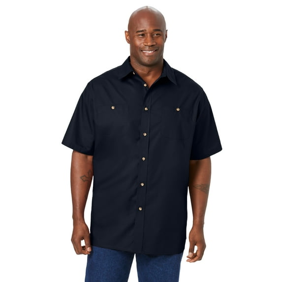 KingSize Men's Big & Tall Solid Wrinkle-Resistant Short Sleeve Button Down