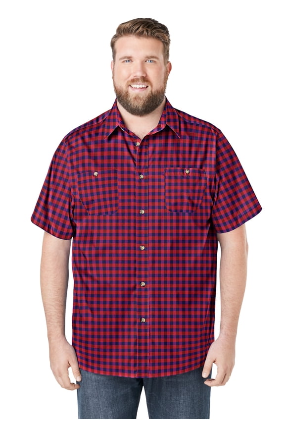 Men's Big & Tall Wrinkle-Resistant Short Sleeve Button Down, Printed