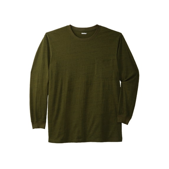 KingSize Men's Big & Tall Shrink-Less Lightweight Long-Sleeve Crewneck Pocket T-Shirt