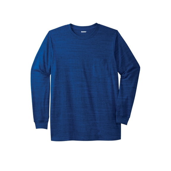 KingSize Men's Big & Tall Shrink-Less Lightweight Long-Sleeve Crewneck Pocket T-Shirt