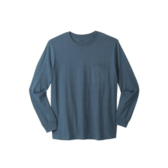 KingSize Men's Big & Tall Shrink-Less Lightweight Long-Sleeve Crewneck Pocket T-Shirt