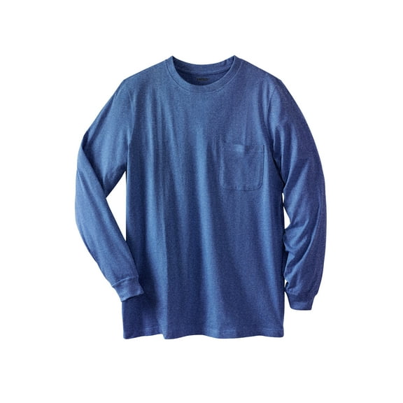 KingSize Men's Big & Tall Shrink-Less Lightweight Long-Sleeve Crewneck Pocket T-Shirt