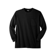 KINGSIZE Men's Big & Tall Shrink-Less Lightweight Long-Sleeve Crewneck Pocket T-Shirt