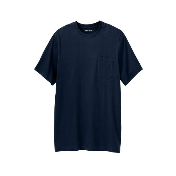 KingSize Men's Big & Tall Shrink-Less Lightweight Longer-Length Crewneck Pocket T-Shirt - 2XL, Navy
